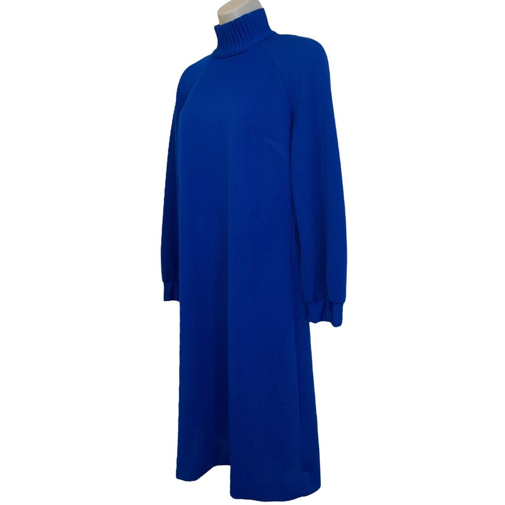 Vintage 1970's Threads by Jerrie Lurie Mod Cobalt Blue Dress Size 14 - Picture 5 of 8